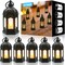 Mini Lantern with Flickering LED Candles,Vintage Black Decorative Hanging Candle Lanterns for Halloween,Wedding Decorations,Christmas,Table Centerpiece,Battery Included(Set of 6)